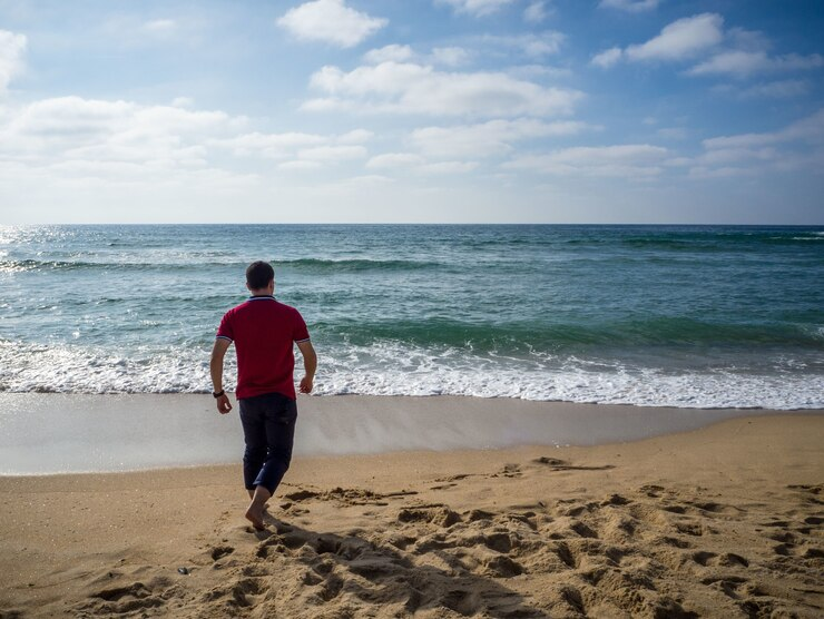 sober companion Walking on a beach